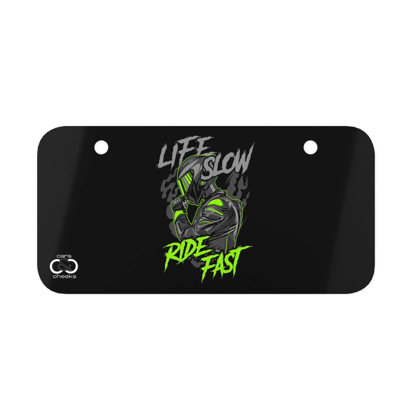 Life Slow Ride Fast Mini License Plate for Motorcycles & Scooters