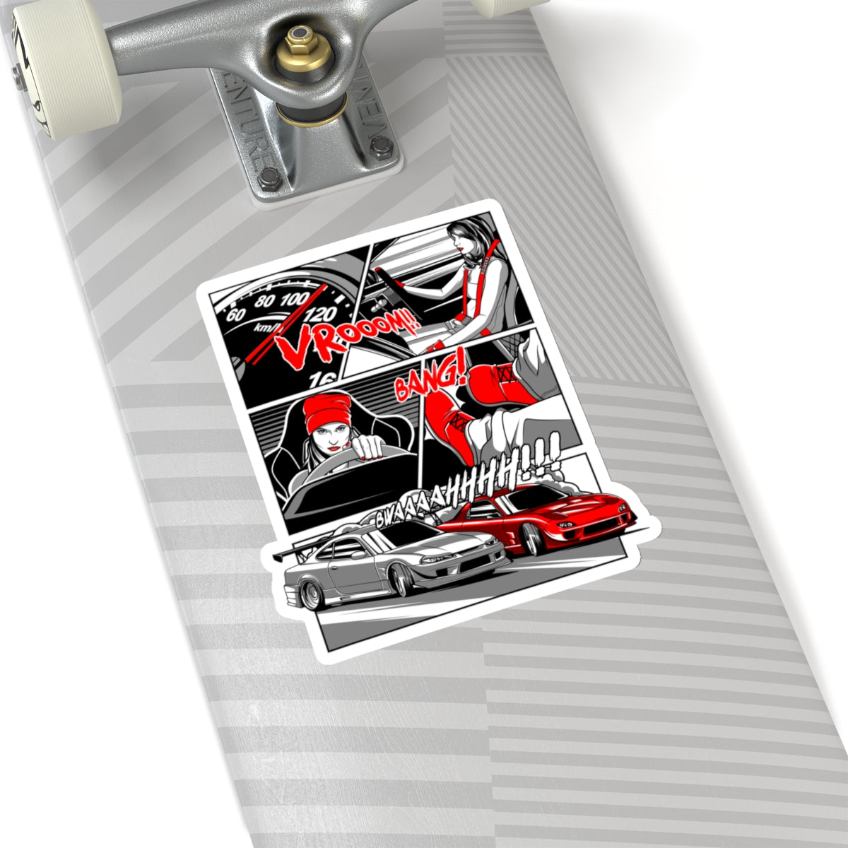 Car Drifting Comic Book Style Sticker